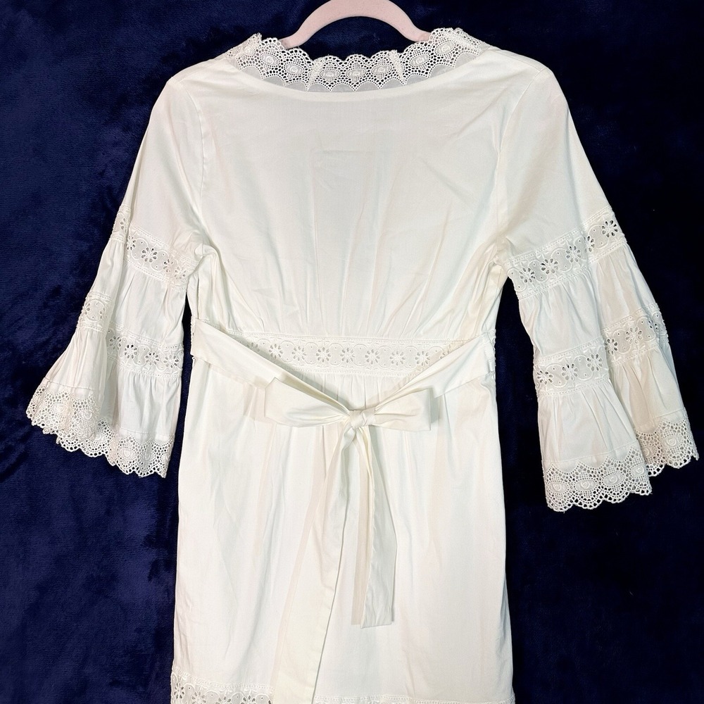Flavio Castellani Italian White Lace Long Sleeve Dress US size 2 Italy Size 38 - Picture 16 of 16
